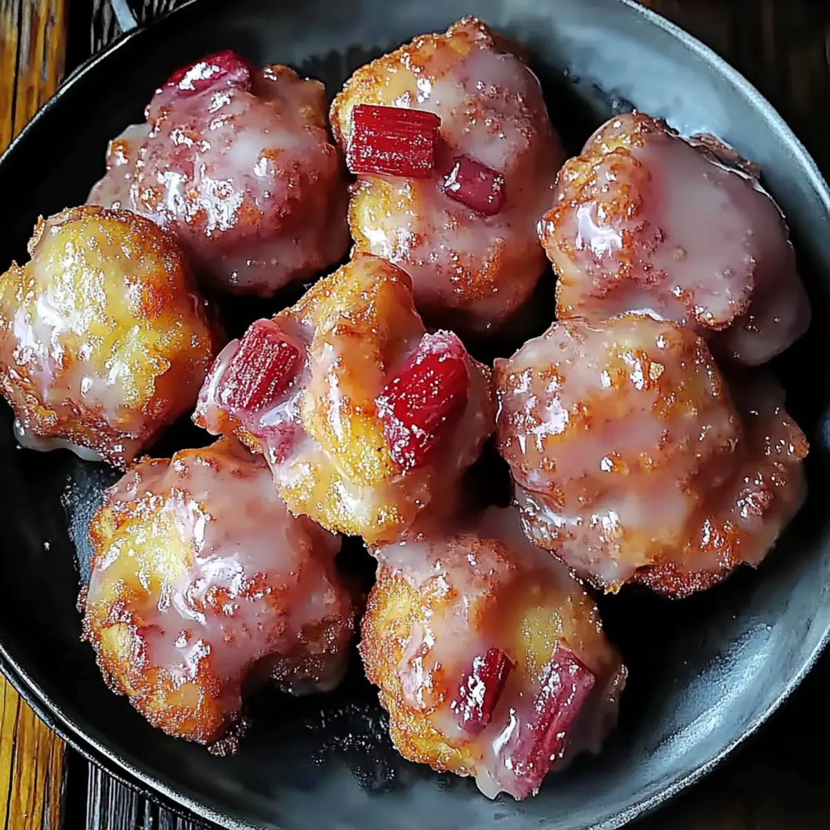Delicious Rhubarb Fritters with Sweet Vanilla Glaze