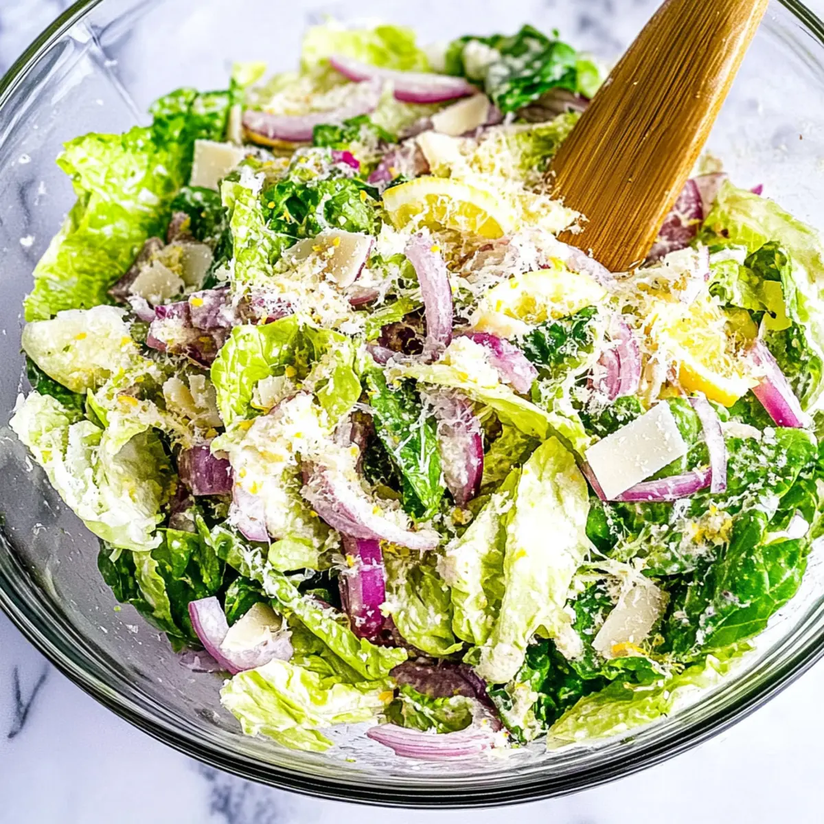 5-Minute Lemon Parmesan Lettuce Salad with Zesty Creamy Dressing