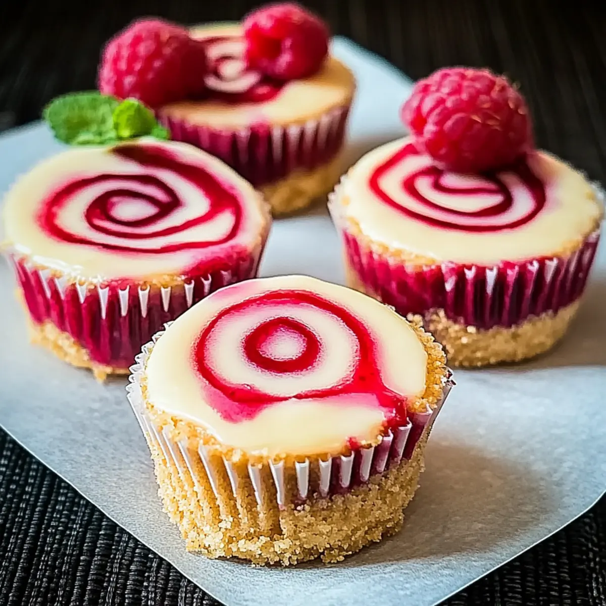 Delicious Raspberry Swirled Mini Cheesecakes for Sweet Satisfaction
