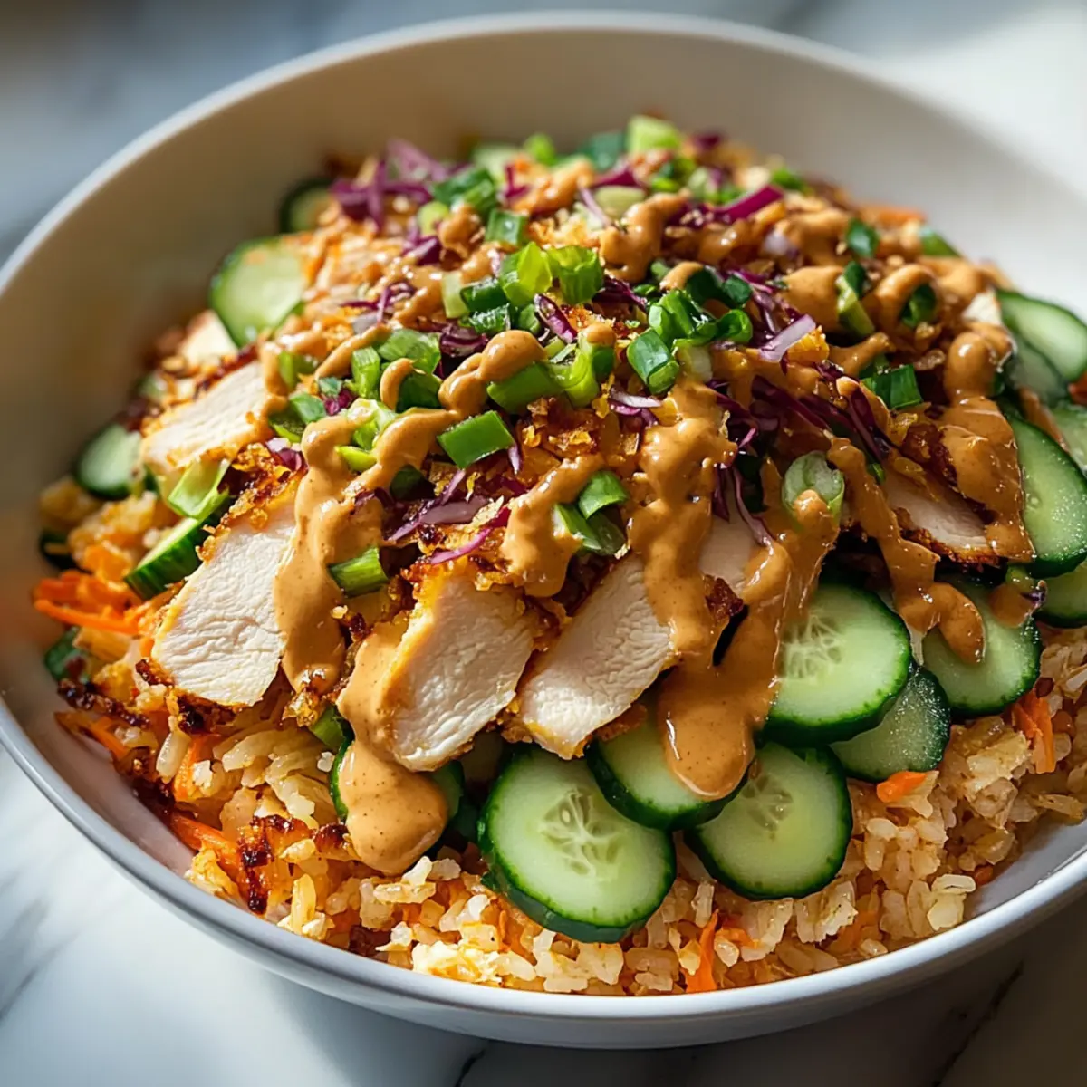 Best Chicken Crispy Rice Salad with Irresistible Peanut Dressing