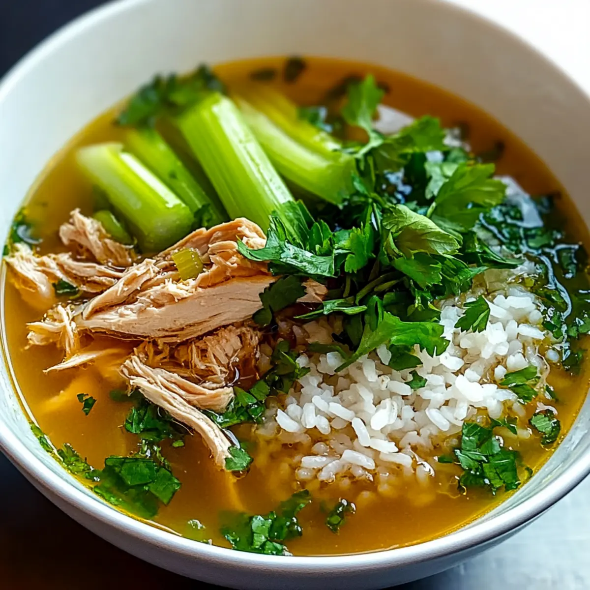Hearty Chicken Rice Soup with Special Herb Extract Twist