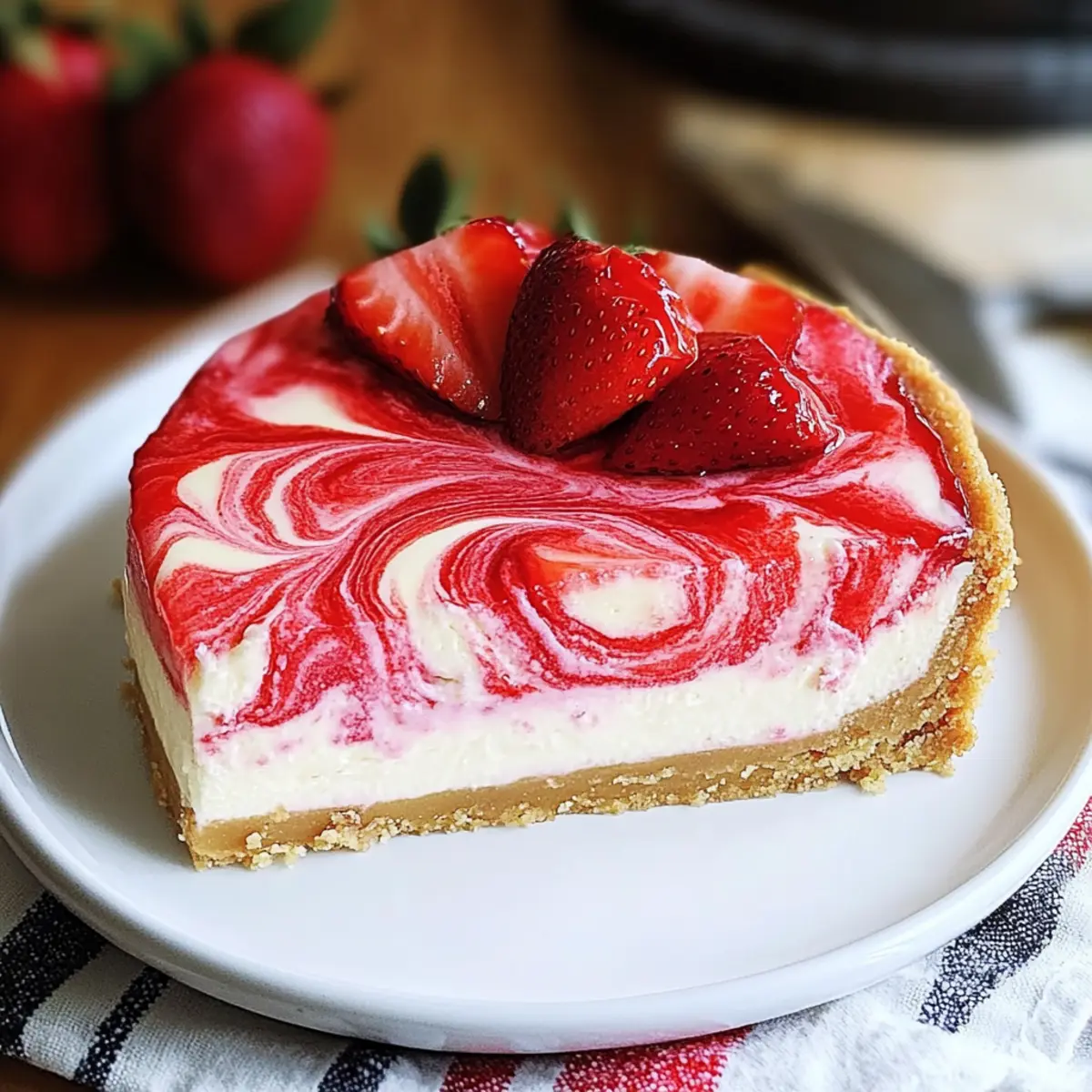 Guilt-Free Strawberry Swirl Cheesecake That's Pure Bliss