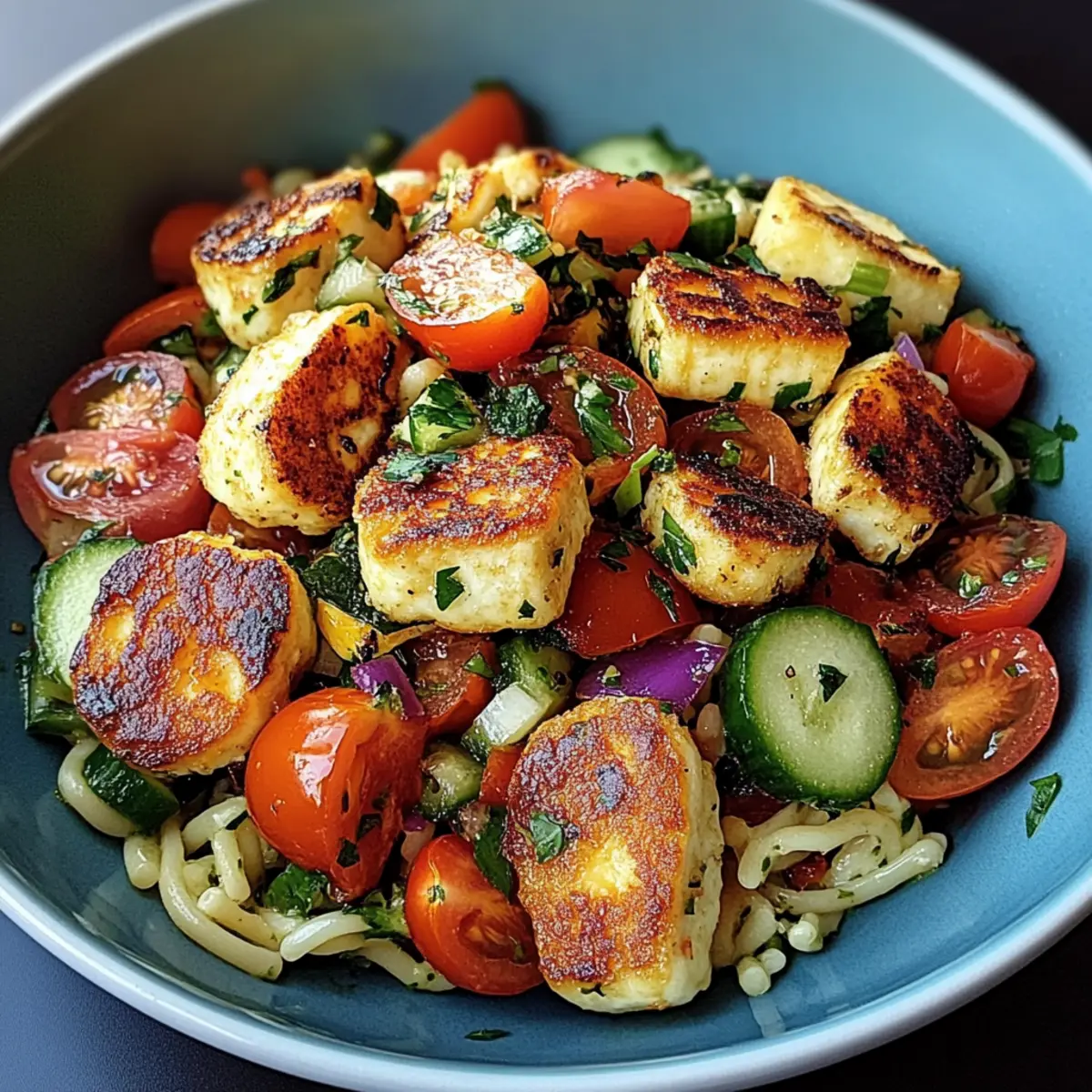 Delicious Kritharaki Salad with Halloumi Croutons to Brighten Your Day