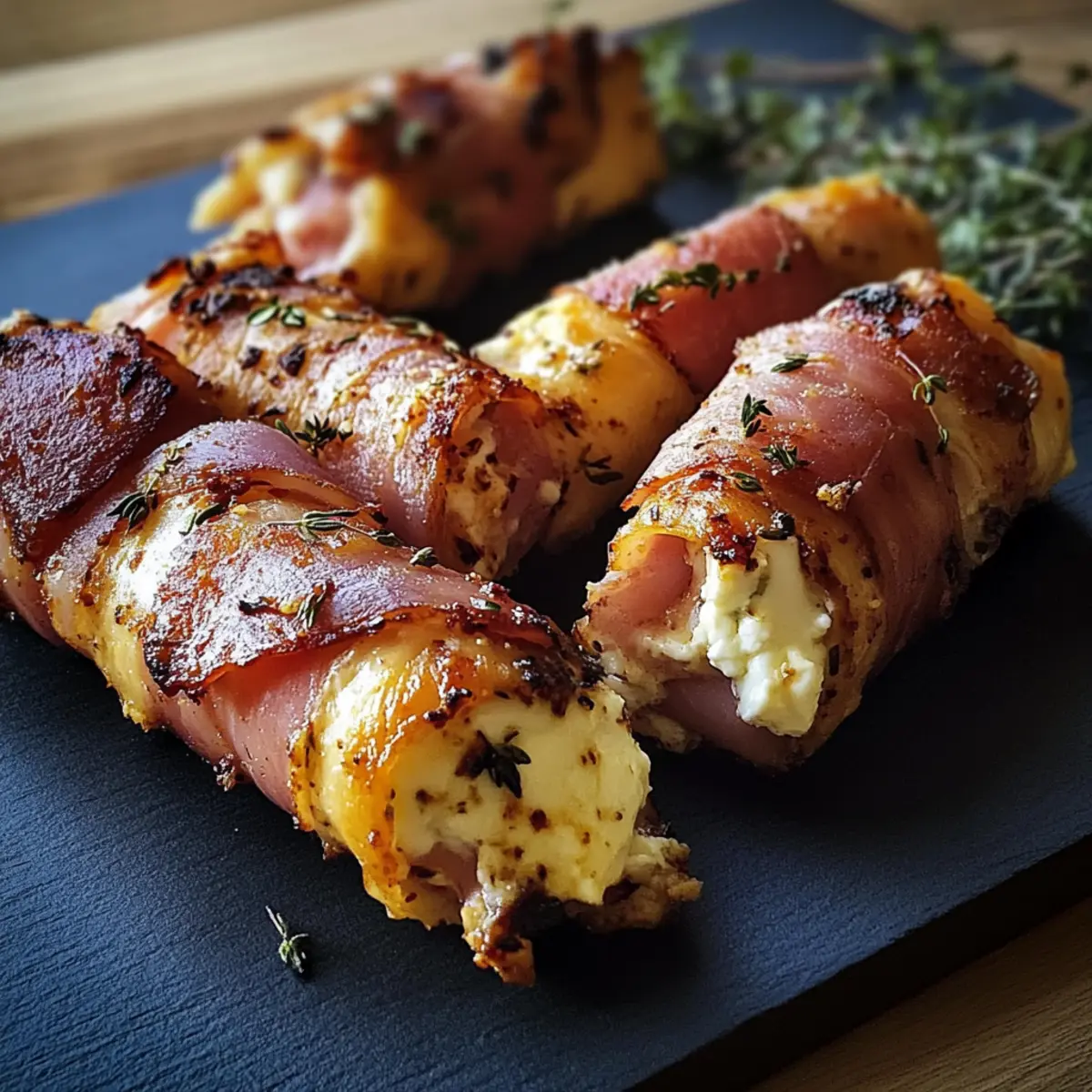 Gegrillte Feta-Schinkenröllchen: A Creamy Delight in Minutes