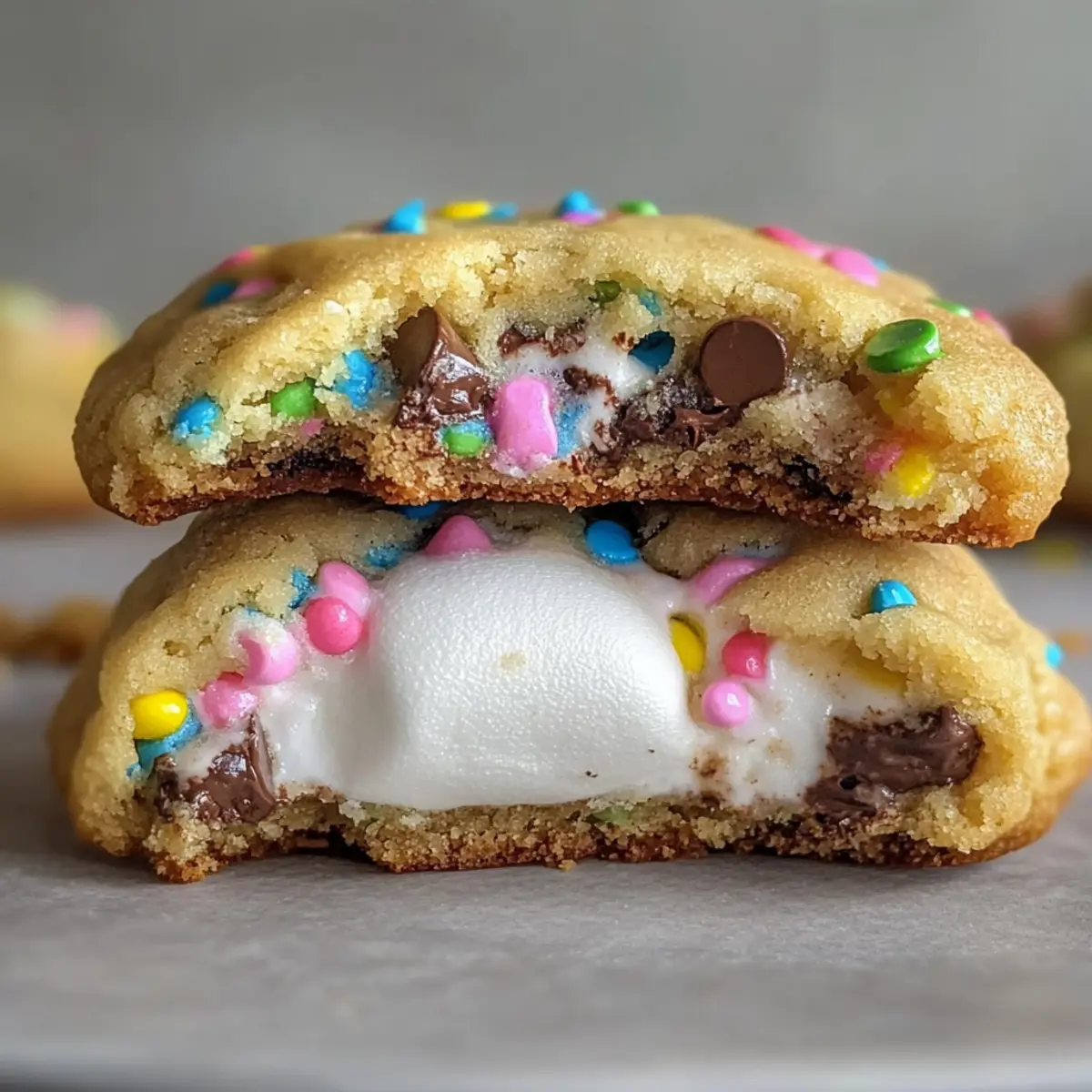 Giant Chocolate Chip Cookies with a Marshmallow Surprise