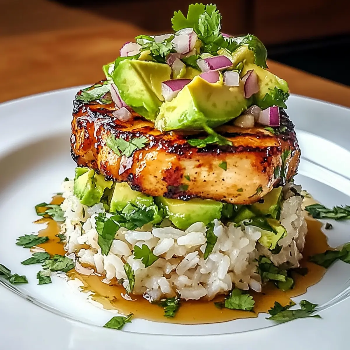 Savor the Flavor: Chicken & Avocado Rice Stack Delight