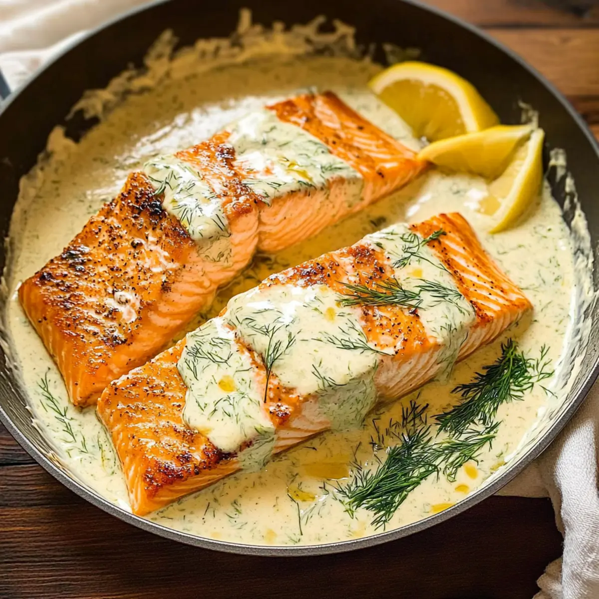 Creamy Salmon with Lemon Dill Sauce for a Quick Delight