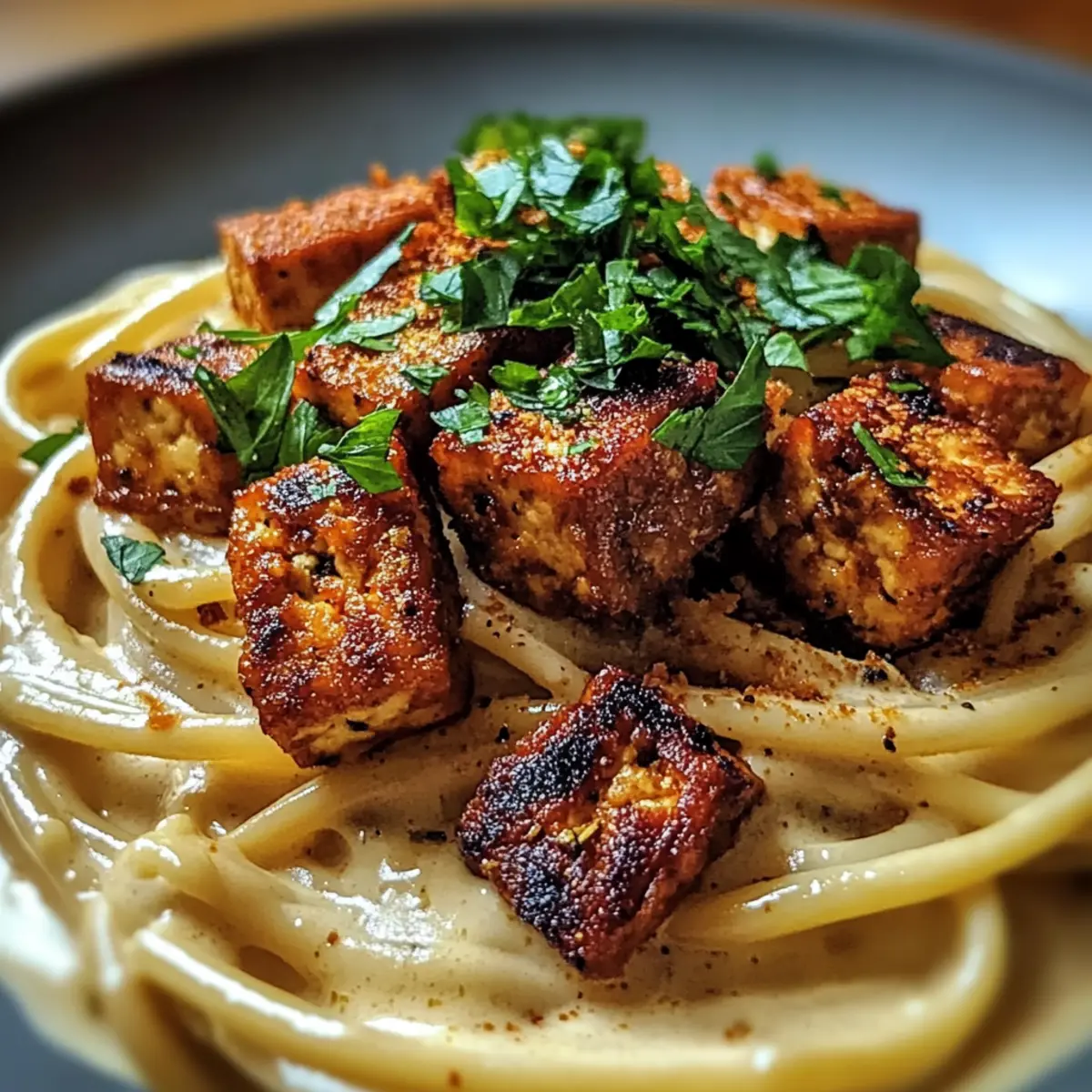 Easy, Creamy Smoked Tofu Carbonara for Quick Vegan Delight