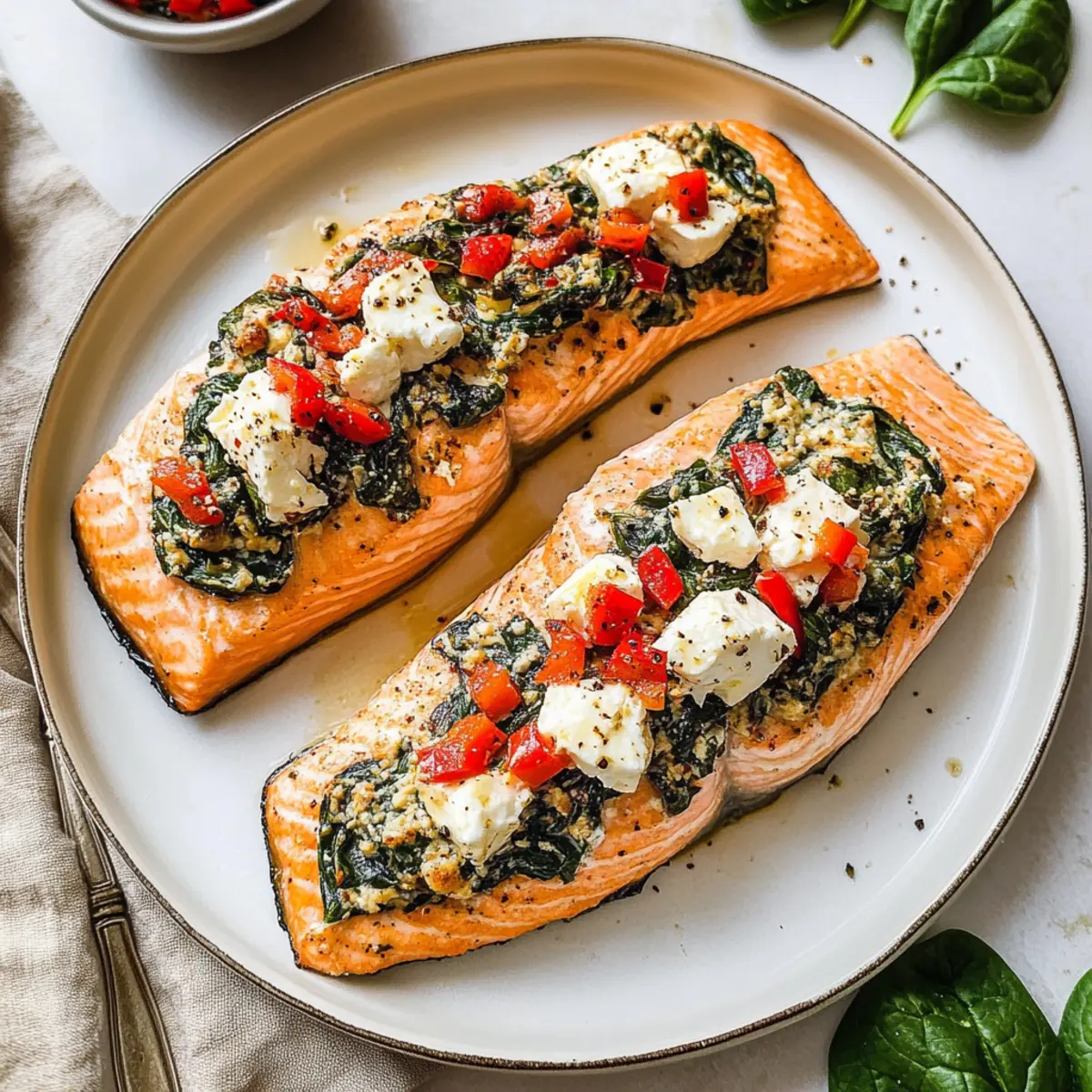 Stuffed Salmon With Spinach & Feta for a Quick Healthy Feast
