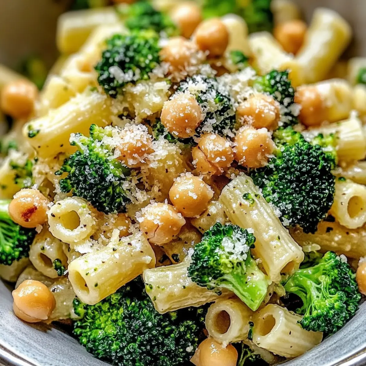 Quick and Easy Broccoli Chickpea Pasta with Garlic Olive Oil
