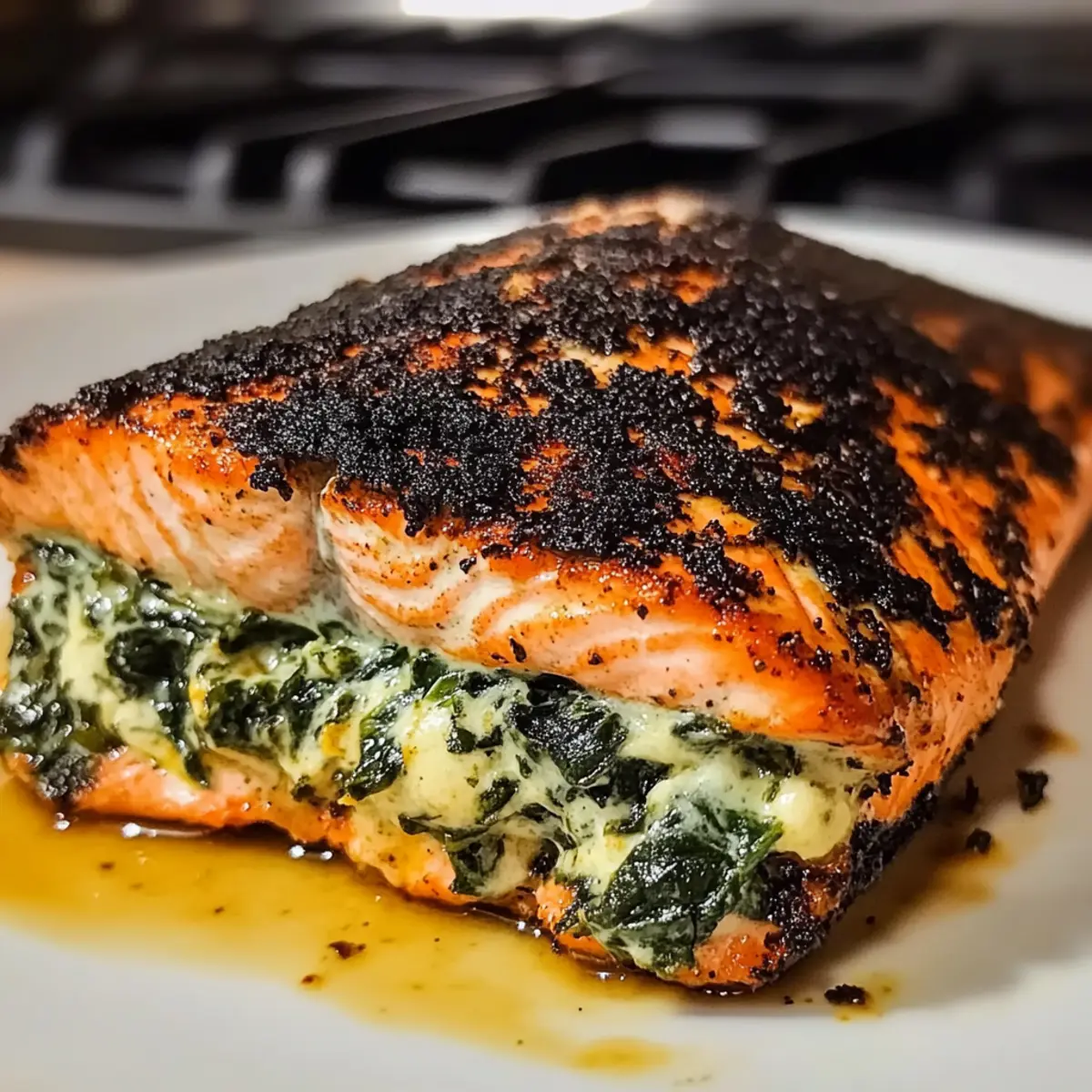 Blackened Salmon Stuffed with Spinach & Parmesan: Culinary Bliss