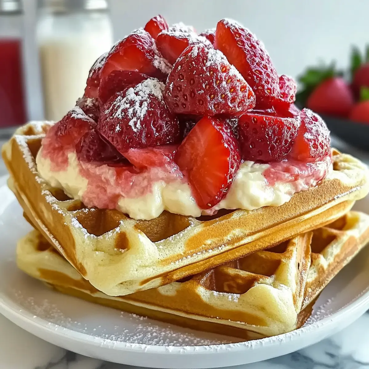 Strawberry Cheesecake Stuffed Waffles for a Dreamy Brunch