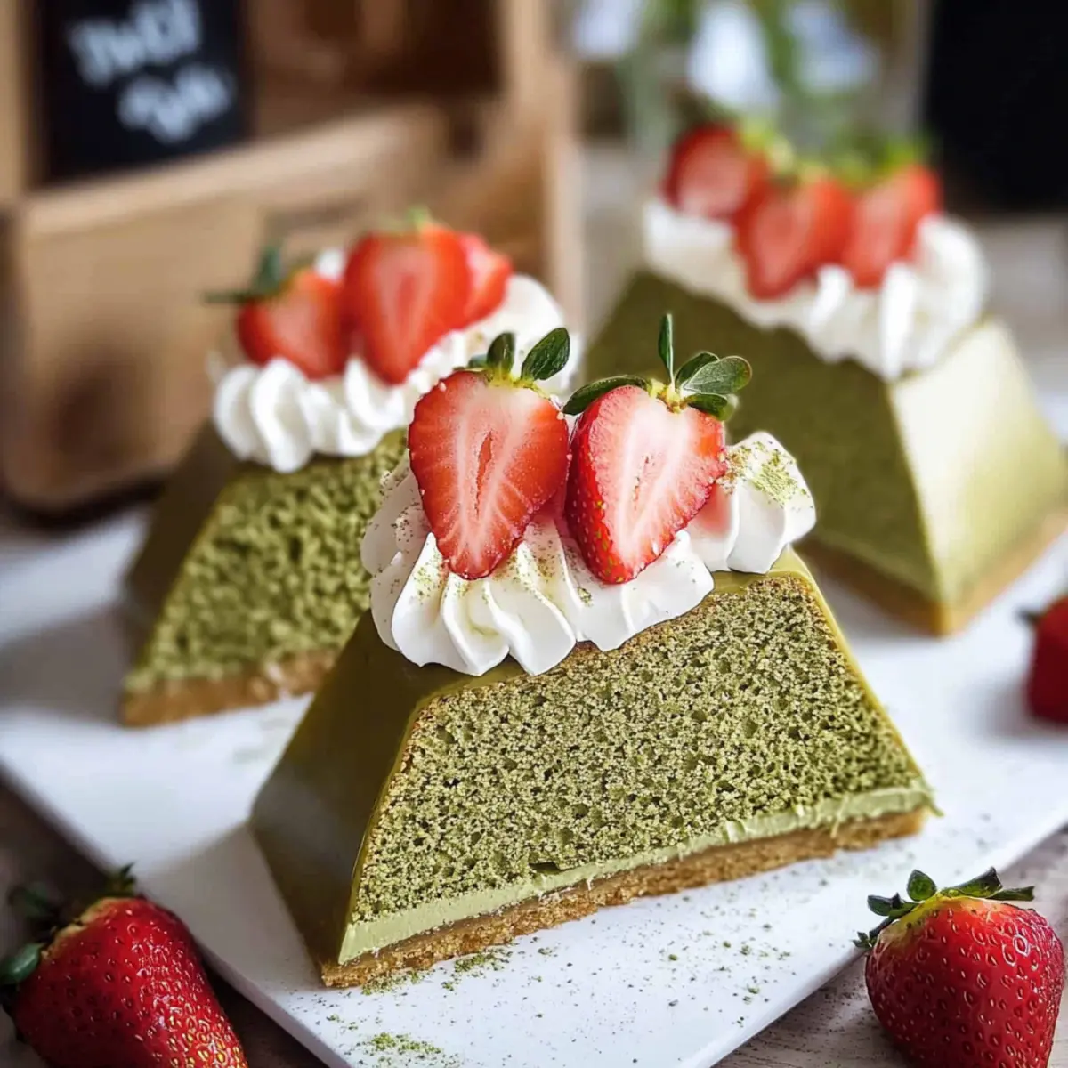 Delightful Matcha Chiffon Cake Sandwiches with Strawberries