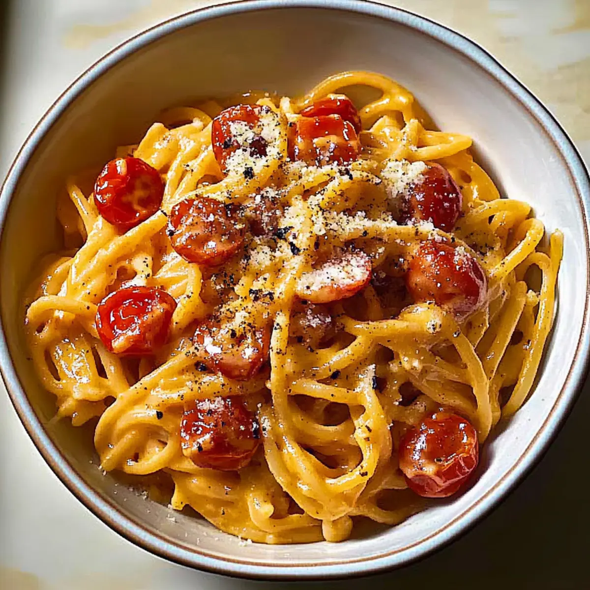 Tomato Carbonara: Creamy Comfort with Sweet Summer Twist