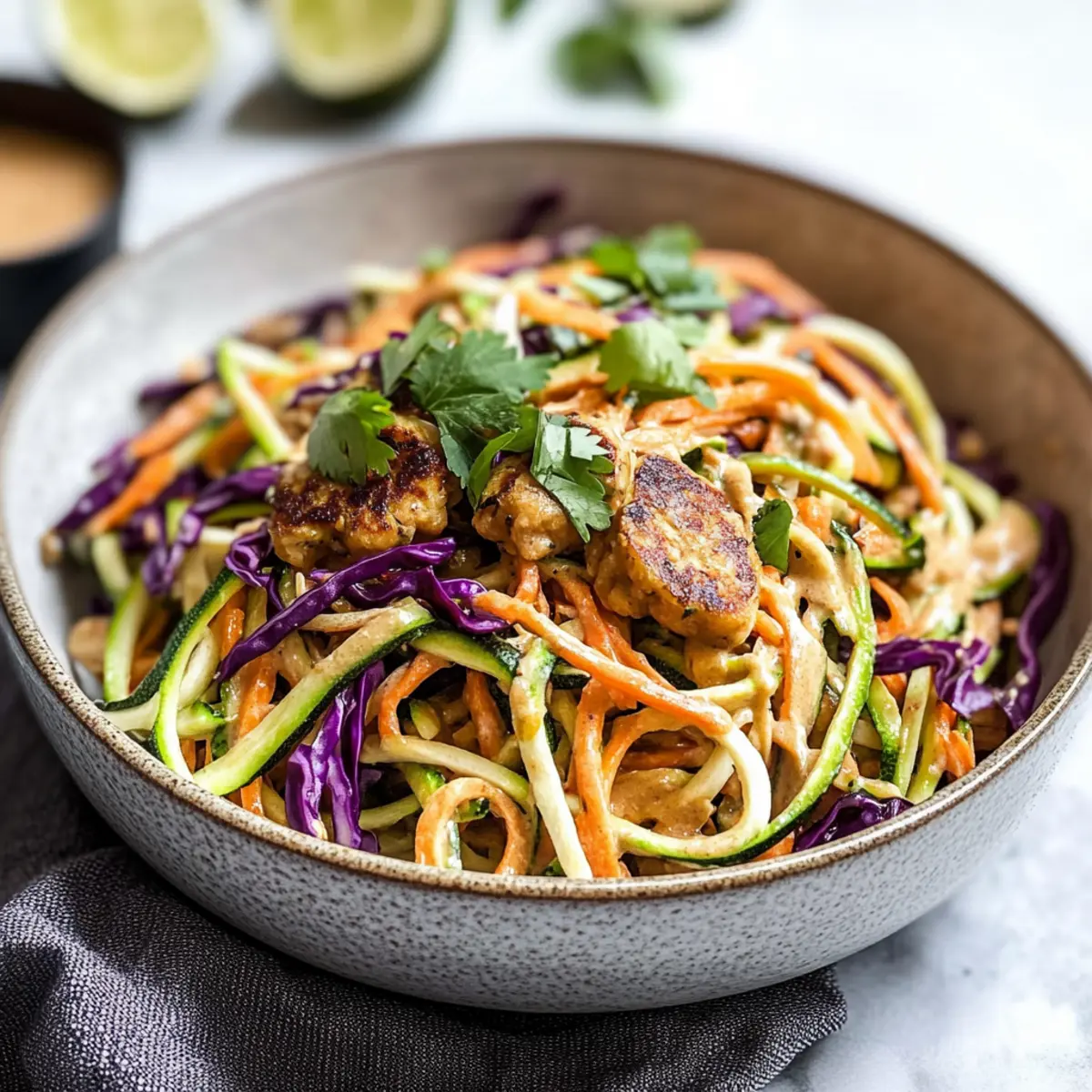 Zucchini Noodle Salad with Peanut Sauce for a Light Delight