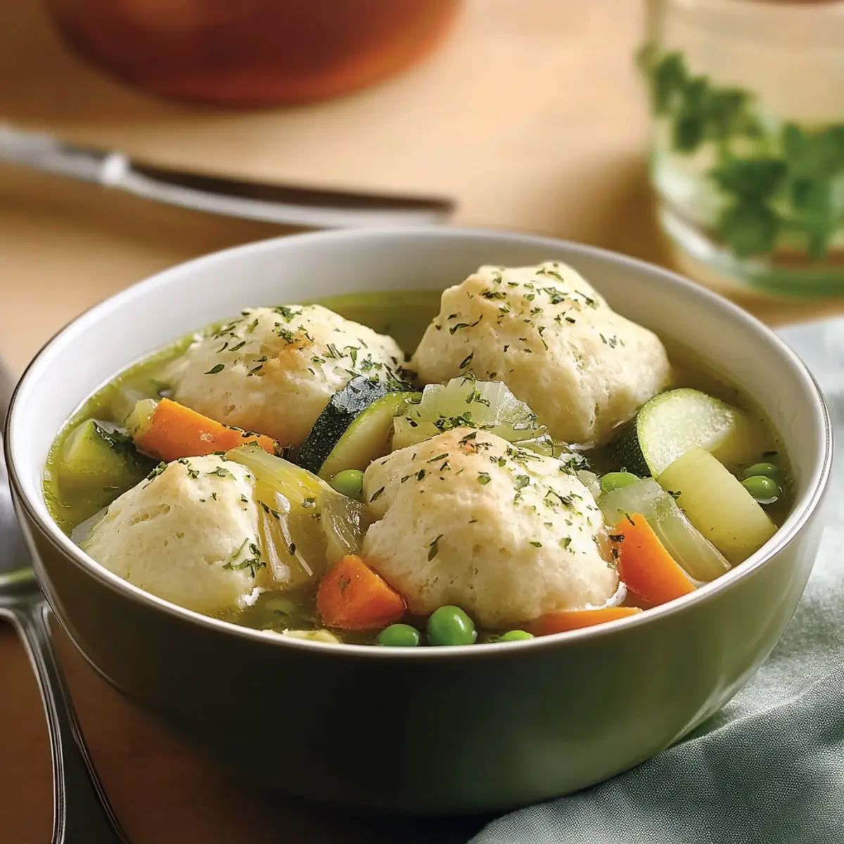 Savory Summer Chicken Soup with Fluffy Biscuit Dumplings