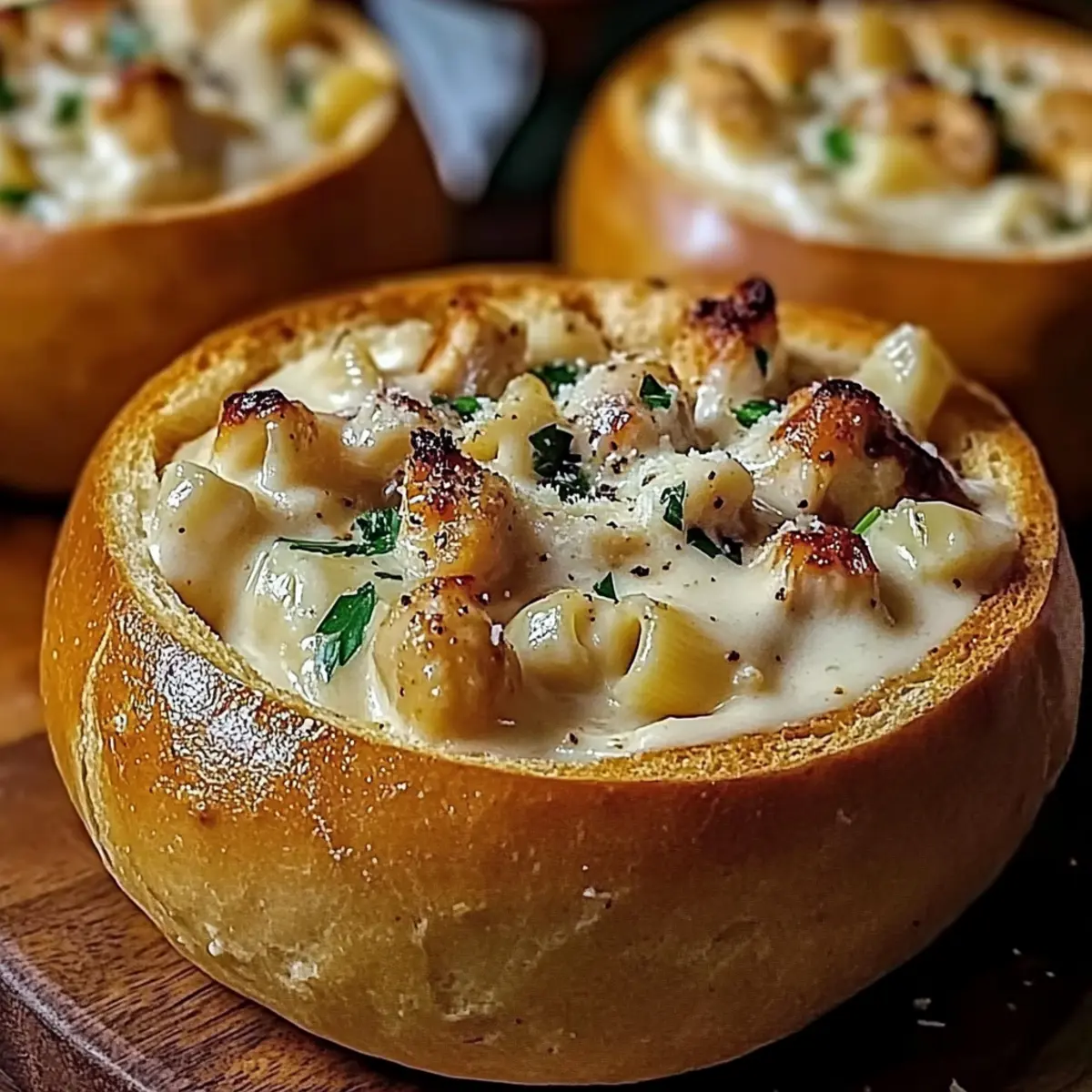 Irresistible Chicken Alfredo Garlic Bread Bowls for Cozy Nights