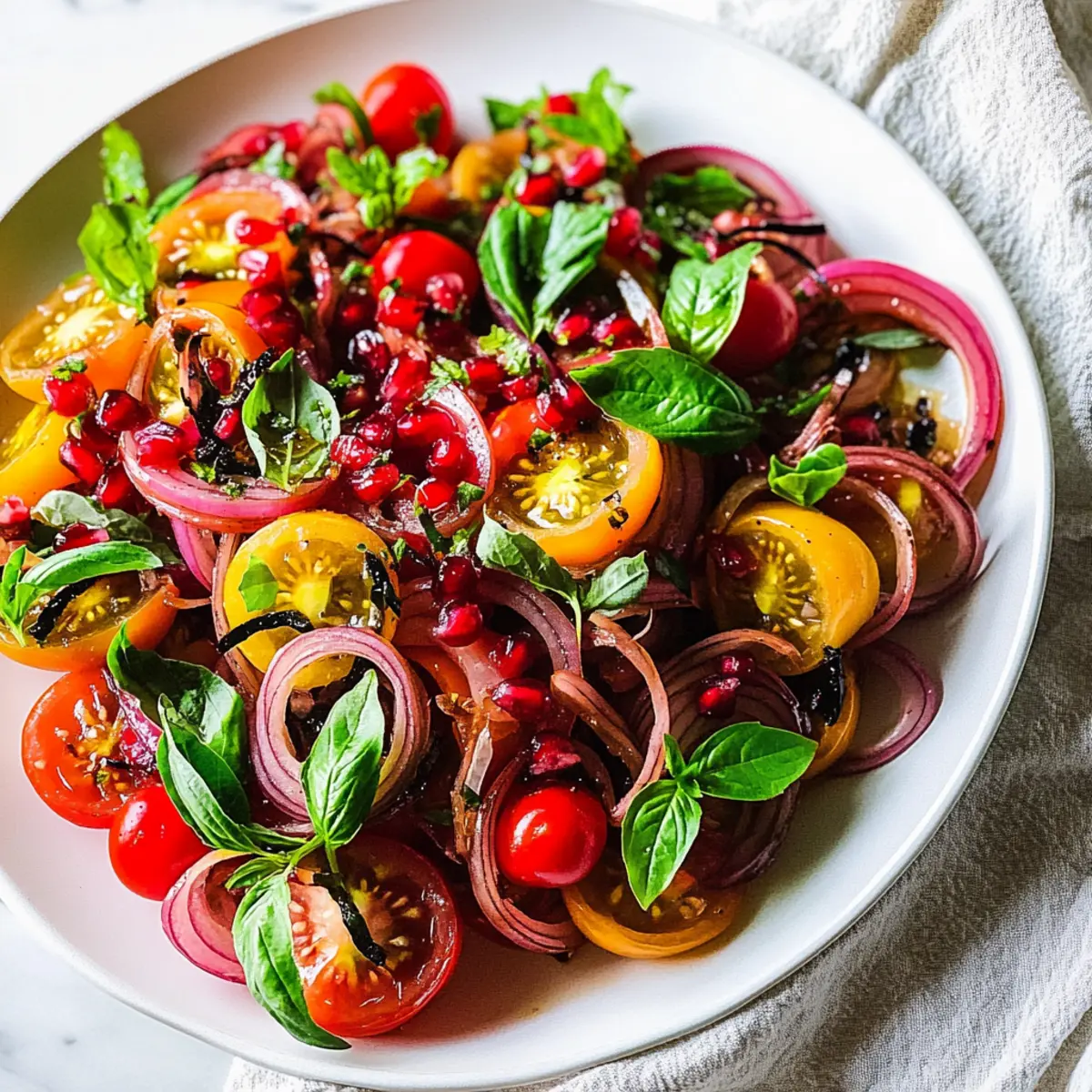Refreshing Tomato Pomegranate Salad with Black Lime Onions