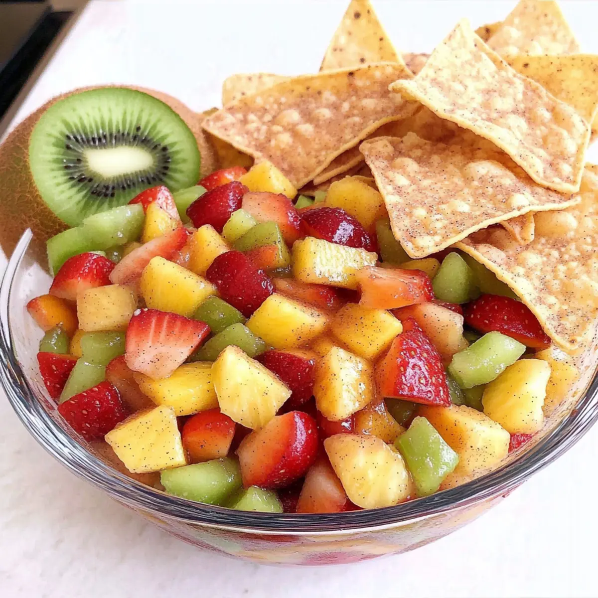 Fresh Fruit Salsa With Cinnamon Sugar Tortilla Chips Bliss