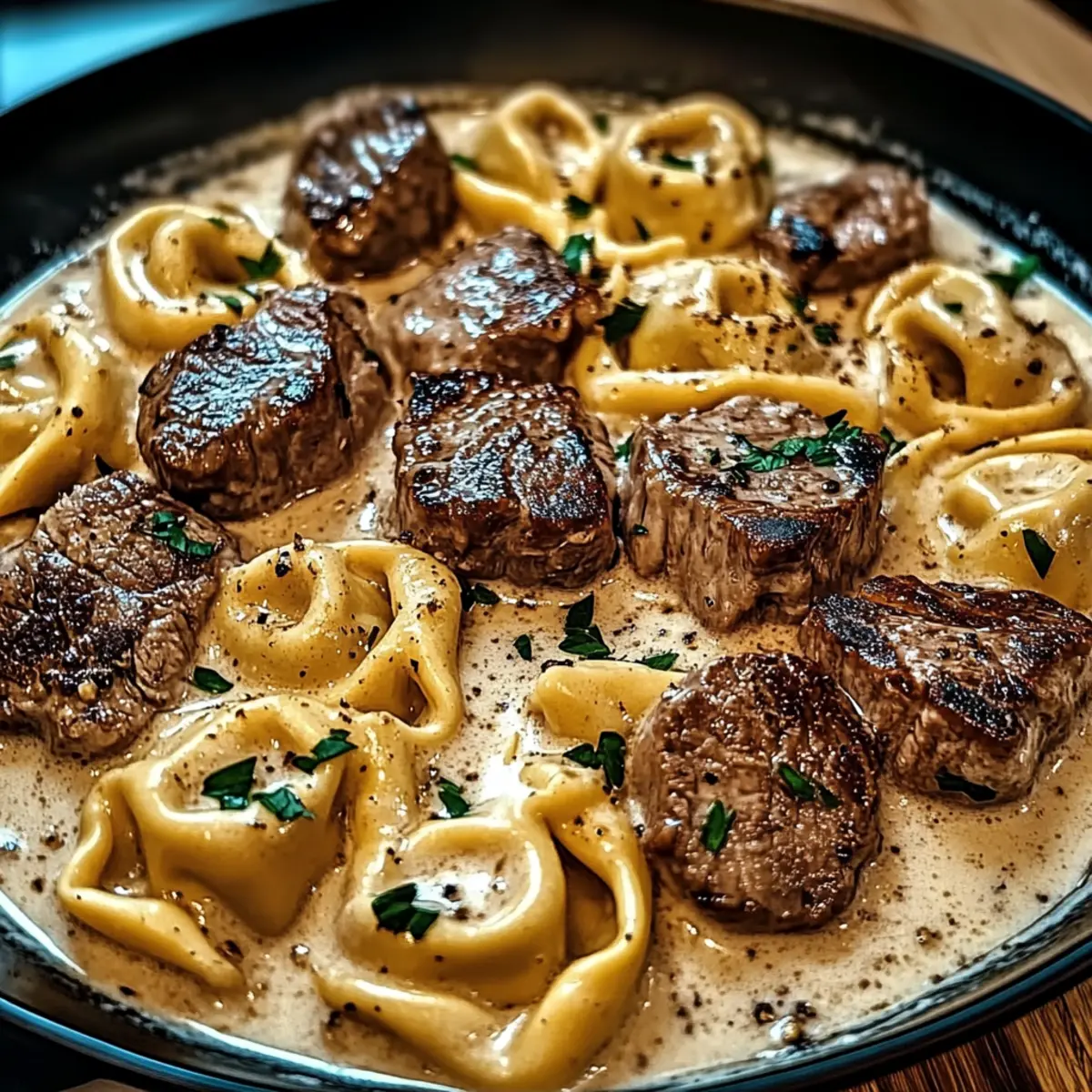 Cracked Garlic Steak Tortellini in Creamhouse Sauce Bliss