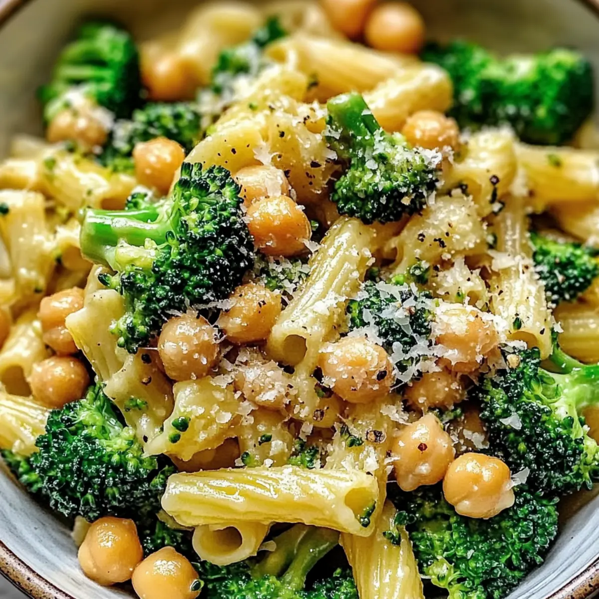 Quick Broccoli Chickpea Pasta with Garlic Olive Oil Bliss