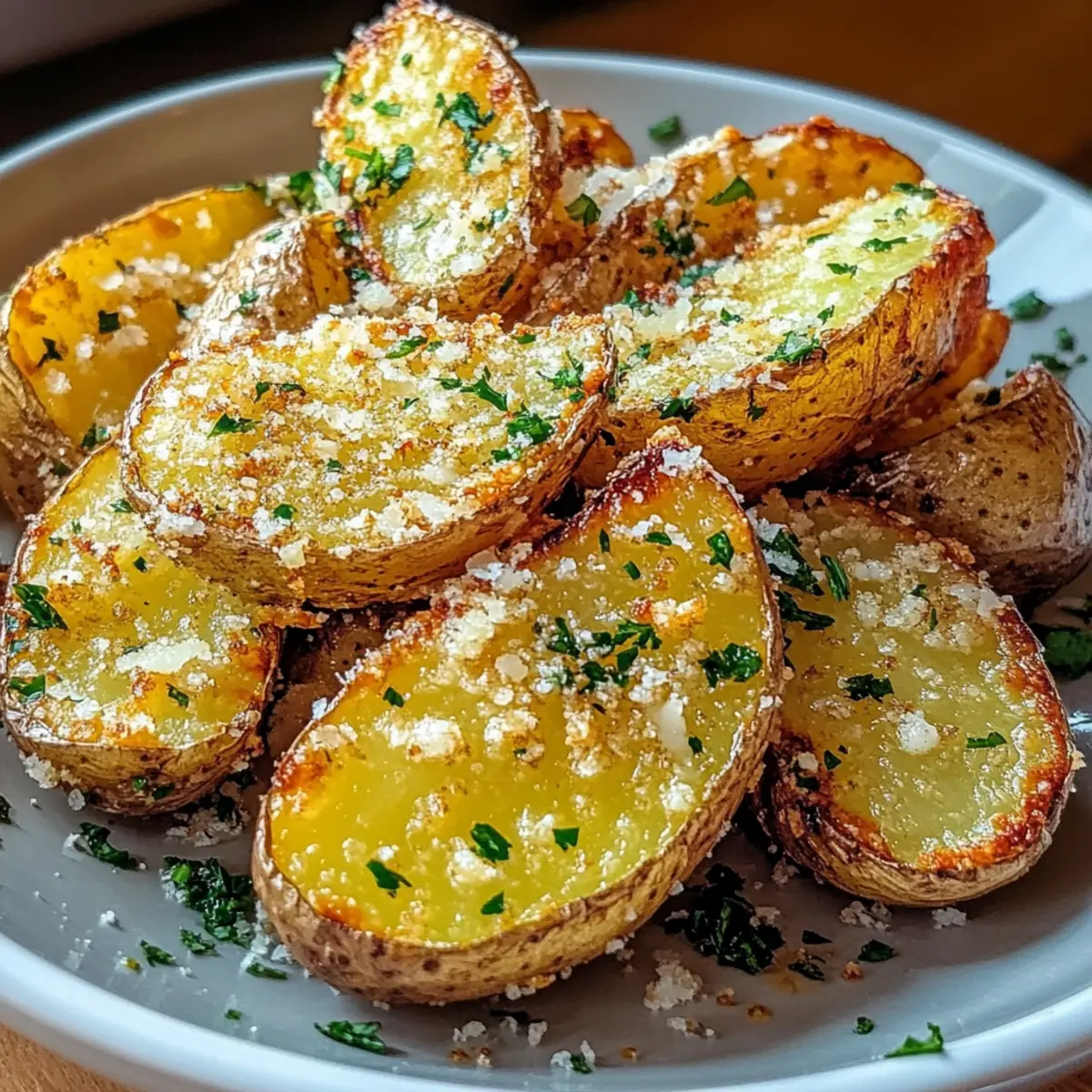 Crispy Air Fryer Baked Garlic Parmesan Potatoes in 30 Minutes